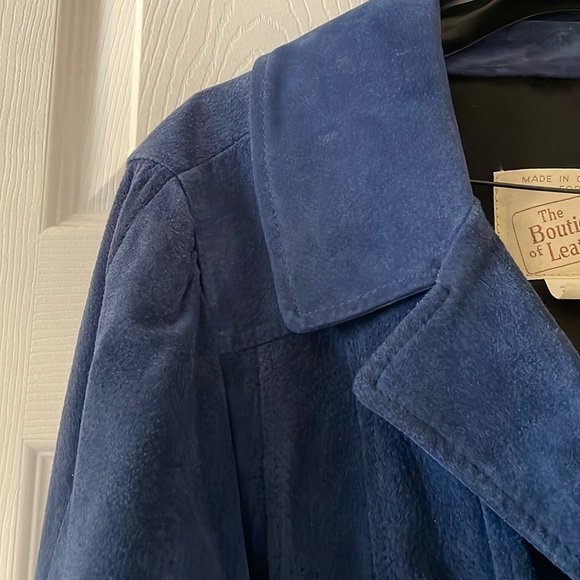 VINTAGE boutique of Leathers blue suede duster coat jacket - Picture 2 of 12